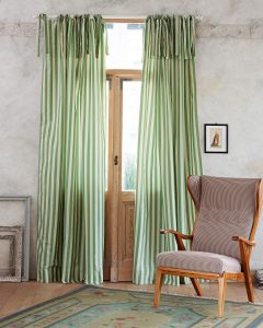Streifenvorhang blassgrün-creme faux silk